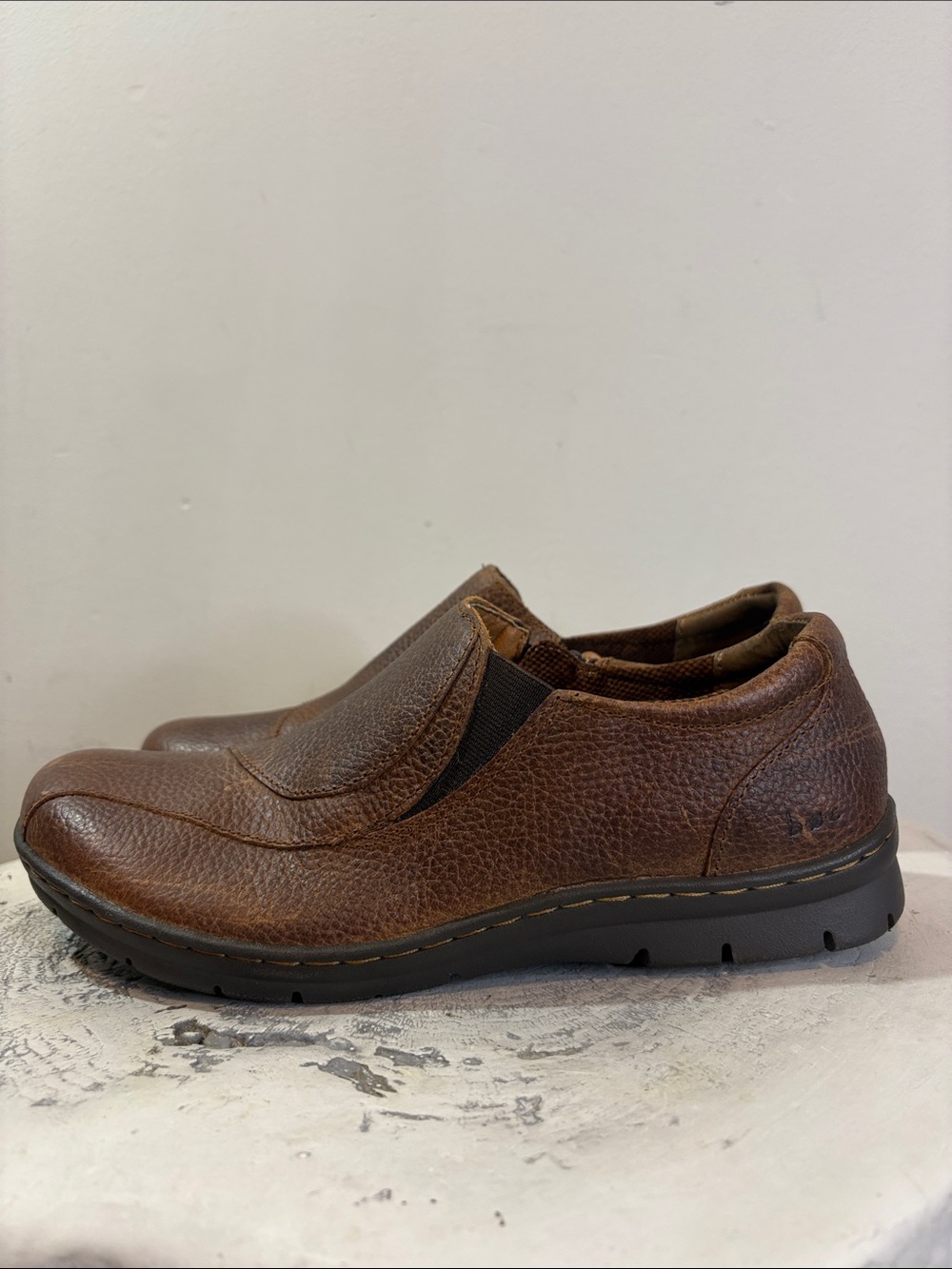 BOC b.o.c. (børn concept) Brown Leather Pebbled Side-Zip Casual Comfort Loafers